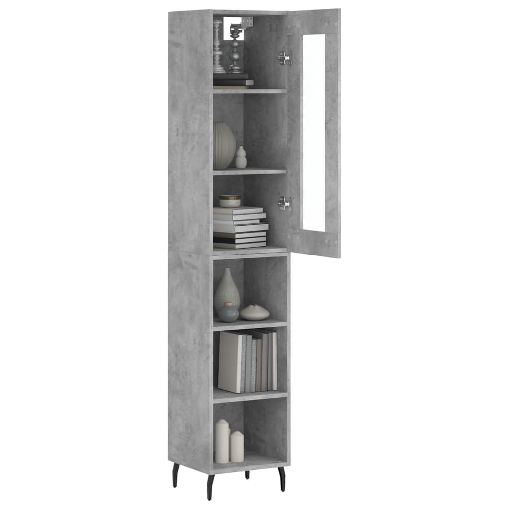 Buffet haut Gris béton 34,5x34x180 cm Bois d'ingénierie - XIOS