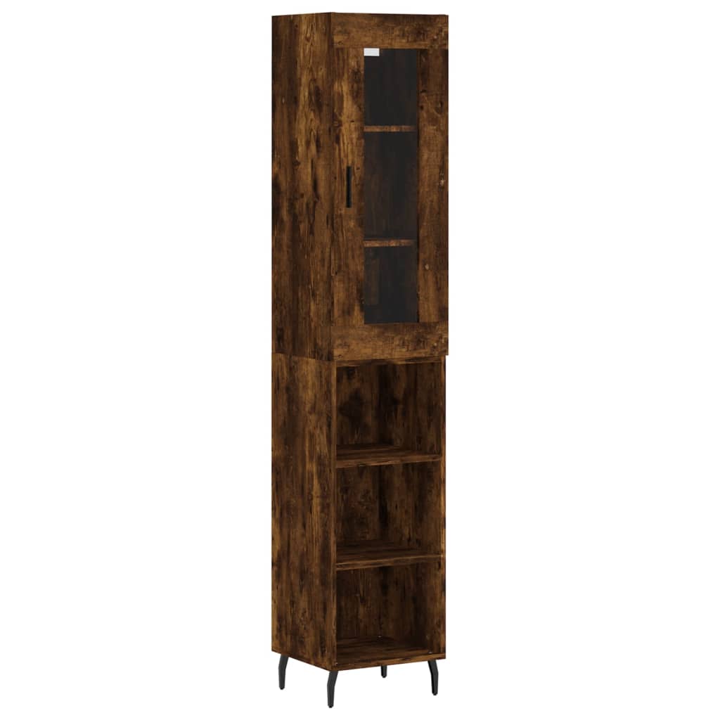 Buffet haut Chêne fumé 34,5x34x180 cm Bois d'ingénierie - XIOS