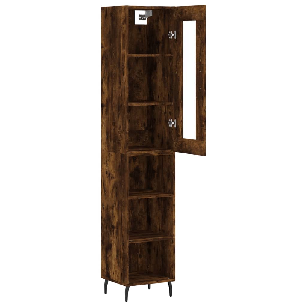 Buffet haut Chêne fumé 34,5x34x180 cm Bois d'ingénierie - XIOS