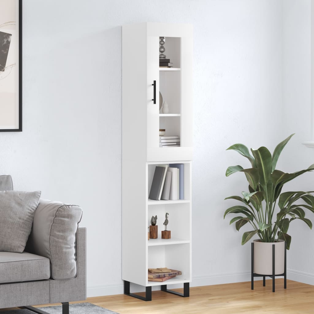 Buffet haut Blanc 34,5x34x180 cm Bois d'ingénierie - XIOS