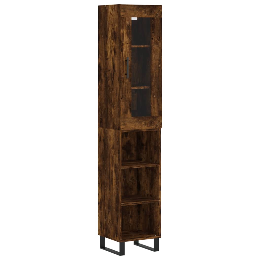 Buffet haut Chêne fumé 34,5x34x180 cm Bois d'ingénierie - XIOS