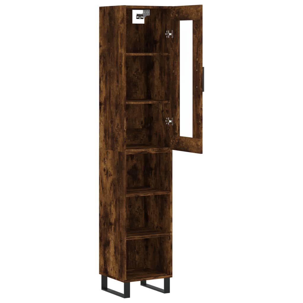 Buffet haut Chêne fumé 34,5x34x180 cm Bois d'ingénierie - XIOS