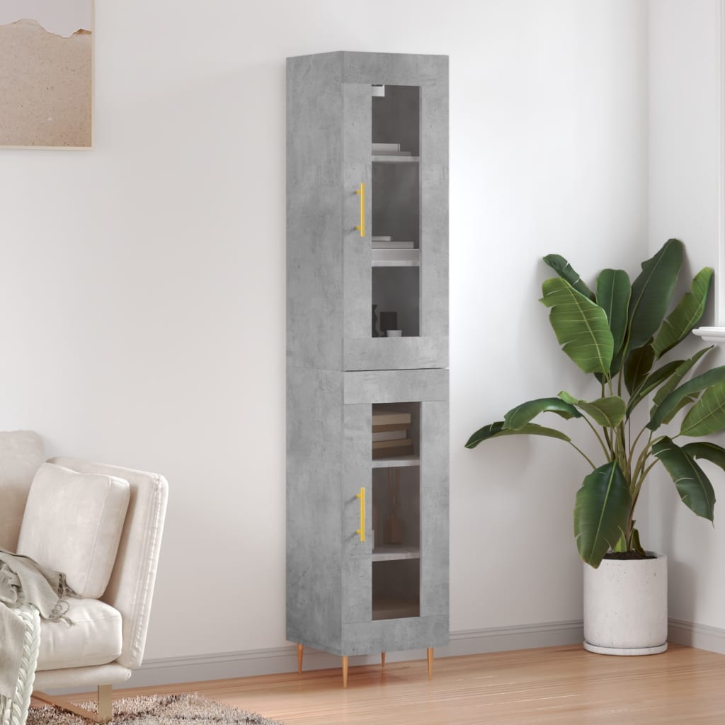 Buffet haut Gris béton 34,5x34x180 cm Bois d'ingénierie - XIOS