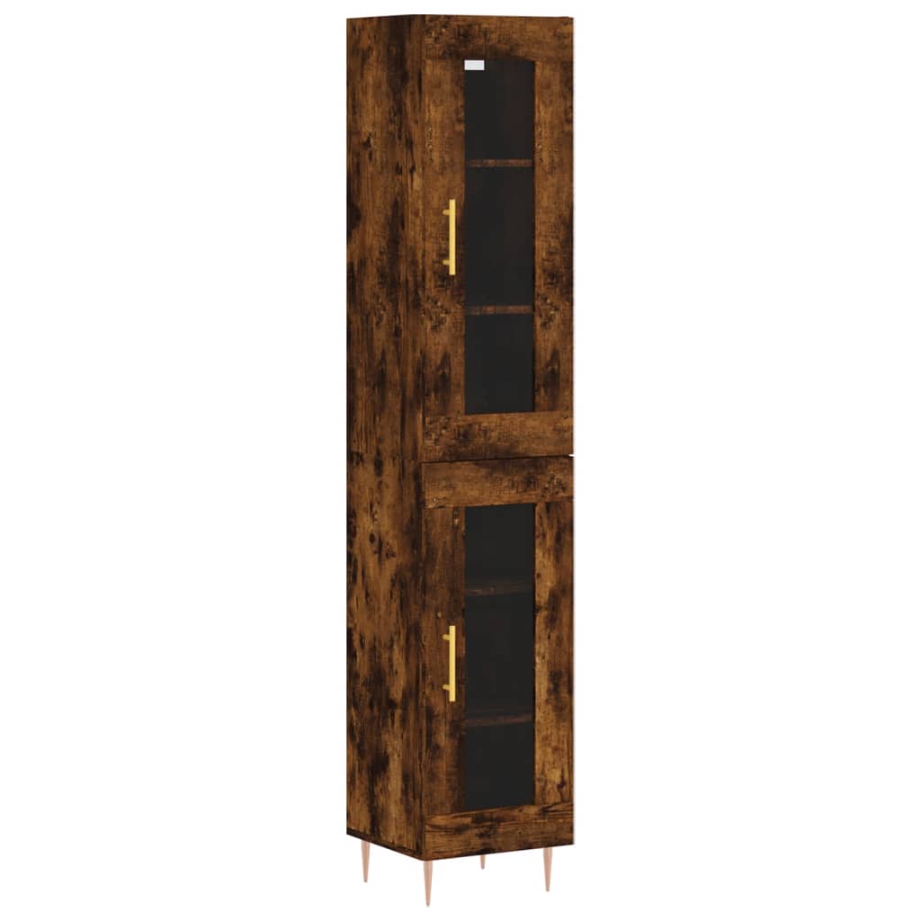 Buffet haut Chêne fumé 34,5x34x180 cm Bois d'ingénierie - XIOS