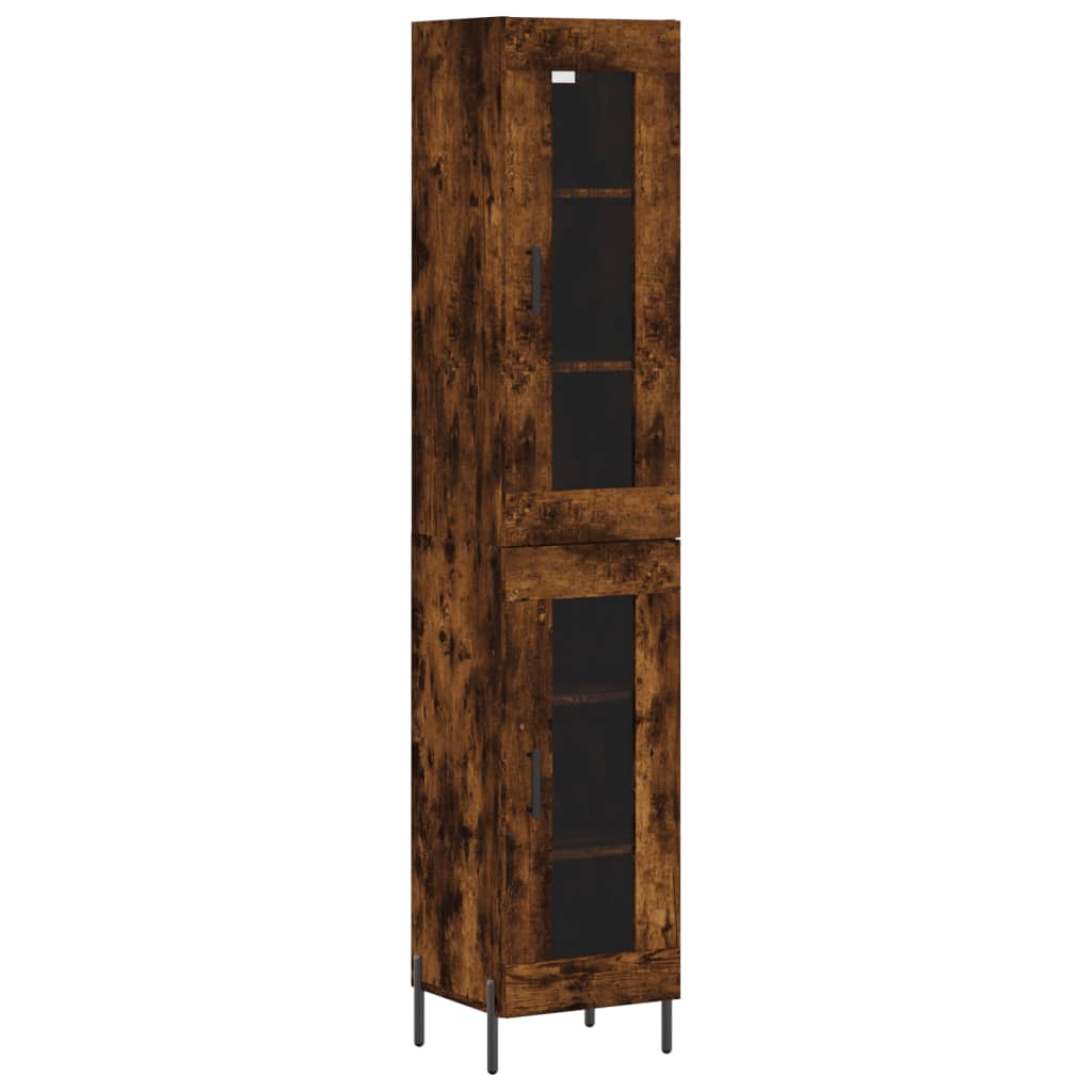 Buffet haut Chêne fumé 34,5x34x180 cm Bois d'ingénierie - XIOS