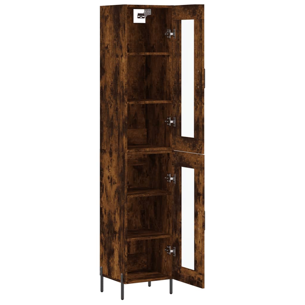 Buffet haut Chêne fumé 34,5x34x180 cm Bois d'ingénierie - XIOS