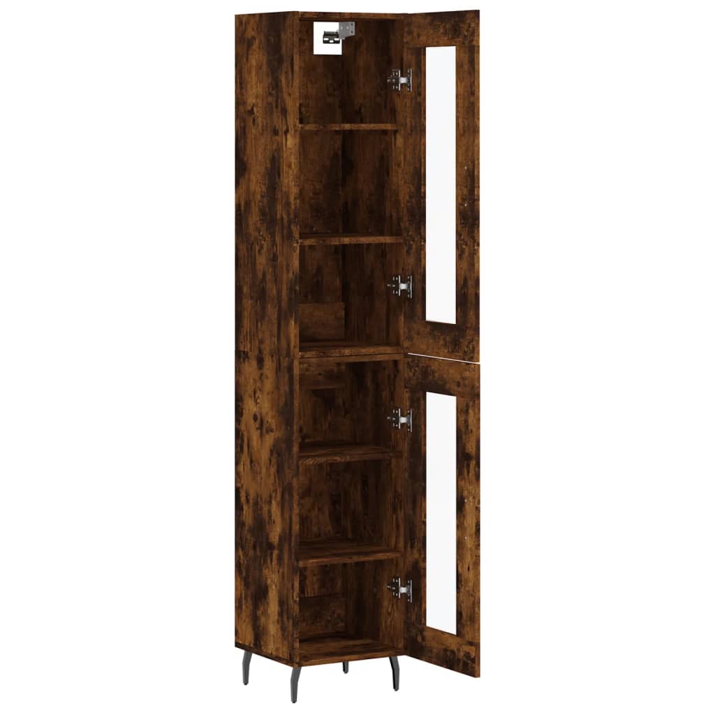 Buffet haut Chêne fumé 34,5x34x180 cm Bois d'ingénierie - XIOS