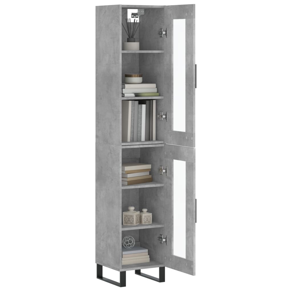 Buffet haut Gris béton 34,5x34x180 cm Bois d'ingénierie - XIOS