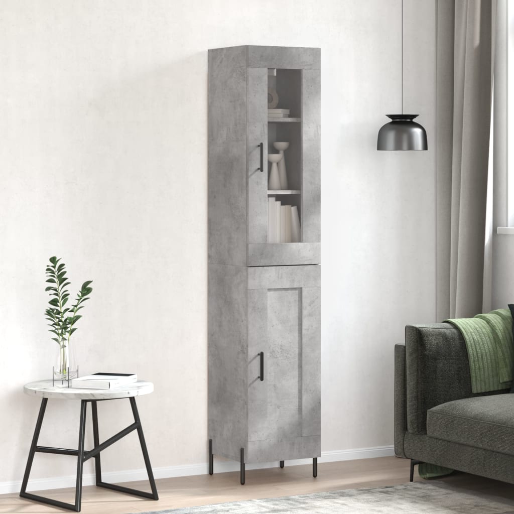 Buffet haut Gris béton 34,5x34x180 cm Bois d'ingénierie - XIOS