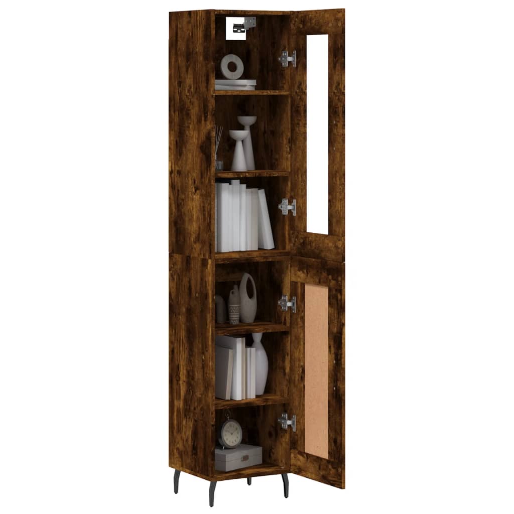 Buffet haut Chêne fumé 34,5x34x180 cm Bois d'ingénierie - XIOS