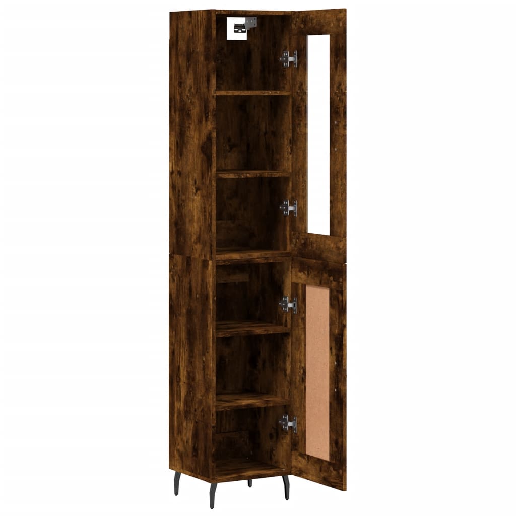 Buffet haut Chêne fumé 34,5x34x180 cm Bois d'ingénierie - XIOS