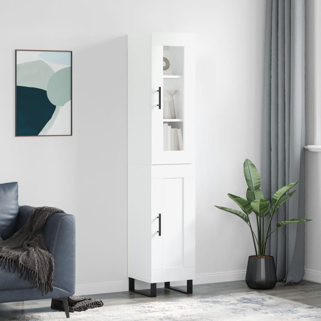 Buffet haut Blanc 34,5x34x180 cm Bois d'ingénierie - XIOS