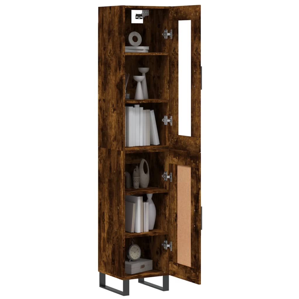 Buffet haut Chêne fumé 34,5x34x180 cm Bois d'ingénierie - XIOS