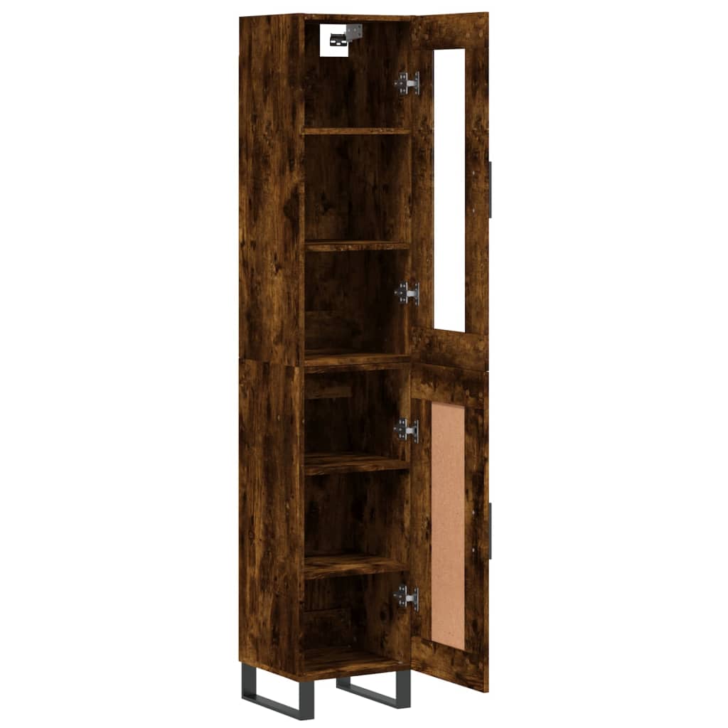Buffet haut Chêne fumé 34,5x34x180 cm Bois d'ingénierie - XIOS