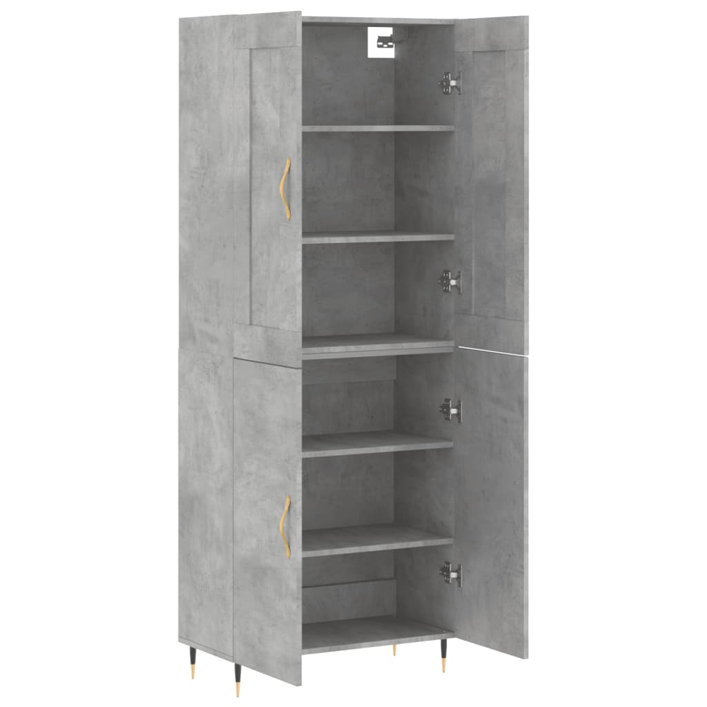 Buffet haut Gris béton 69,5x34x180 cm Bois d'ingénierie - XIOS