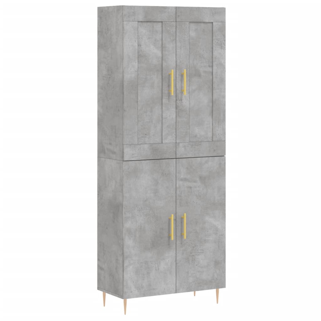 Buffet haut Gris béton 69,5x34x180 cm Bois d'ingénierie - XIOS