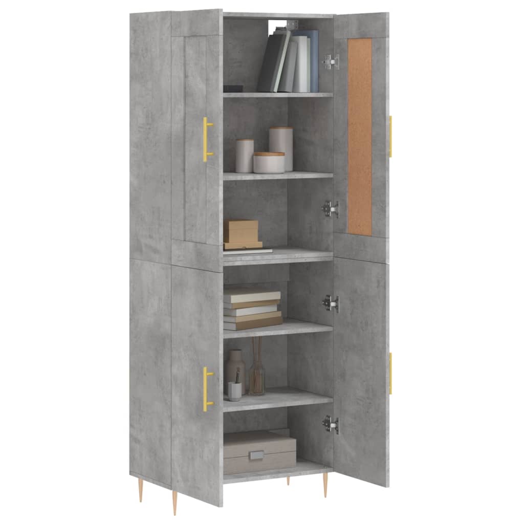 Buffet haut Gris béton 69,5x34x180 cm Bois d'ingénierie - XIOS