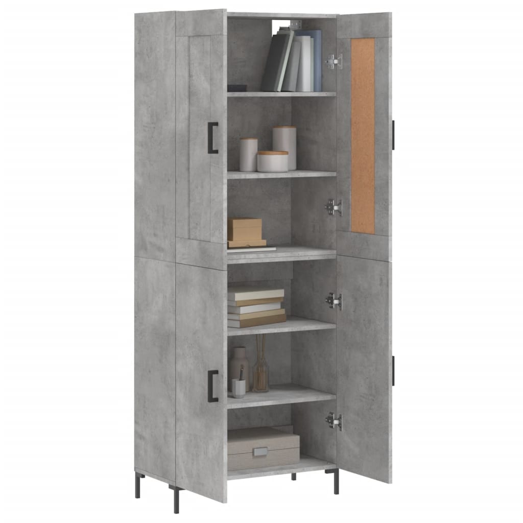 Buffet haut Gris béton 69,5x34x180 cm Bois d'ingénierie - XIOS