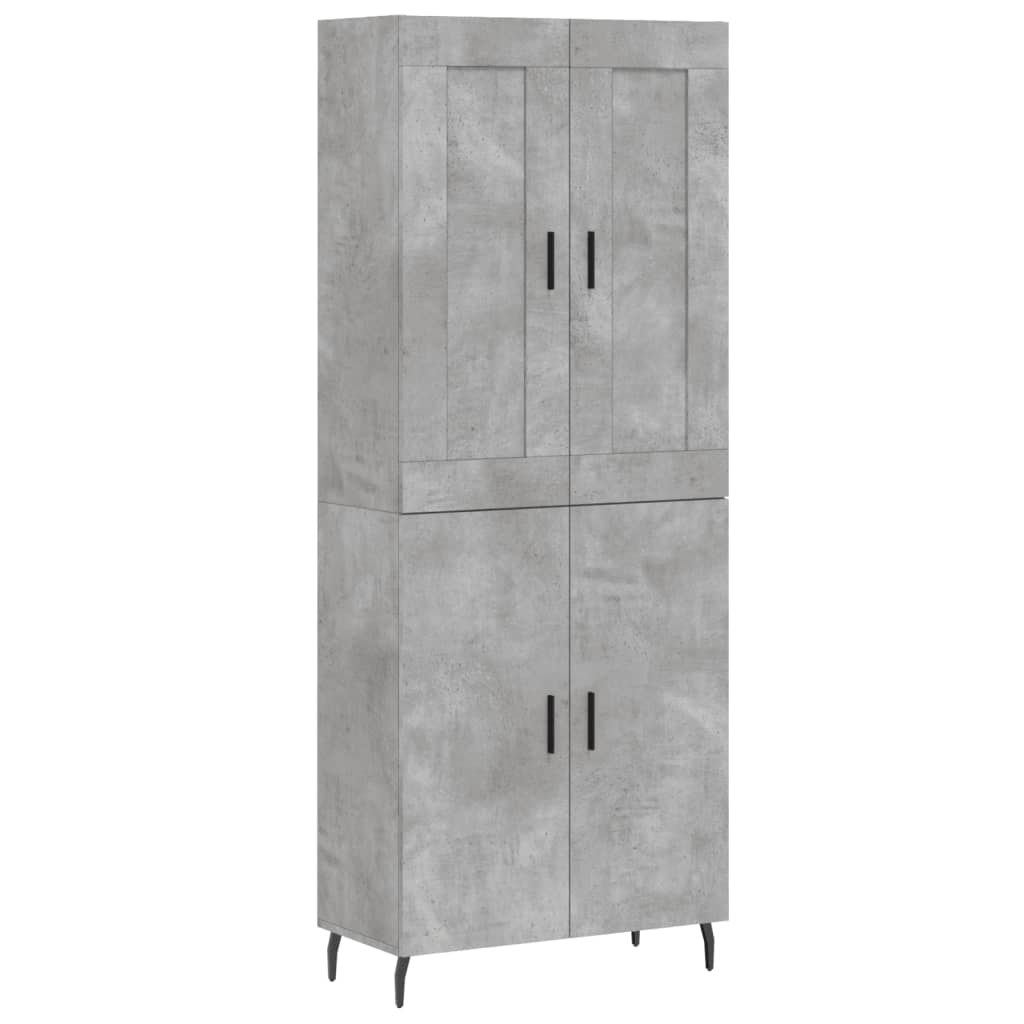 Buffet haut Gris béton 69,5x34x180 cm Bois d'ingénierie - XIOS