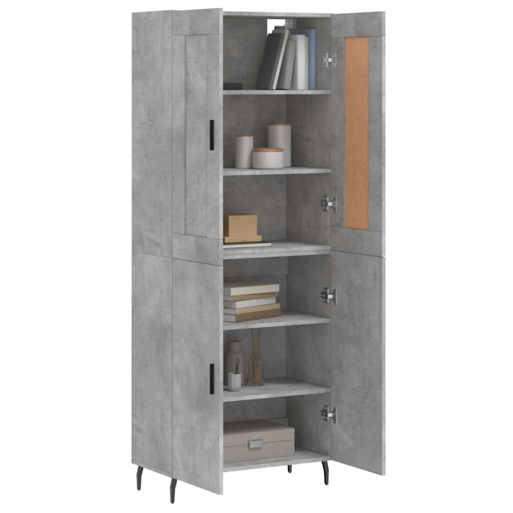 Buffet haut Gris béton 69,5x34x180 cm Bois d'ingénierie - XIOS