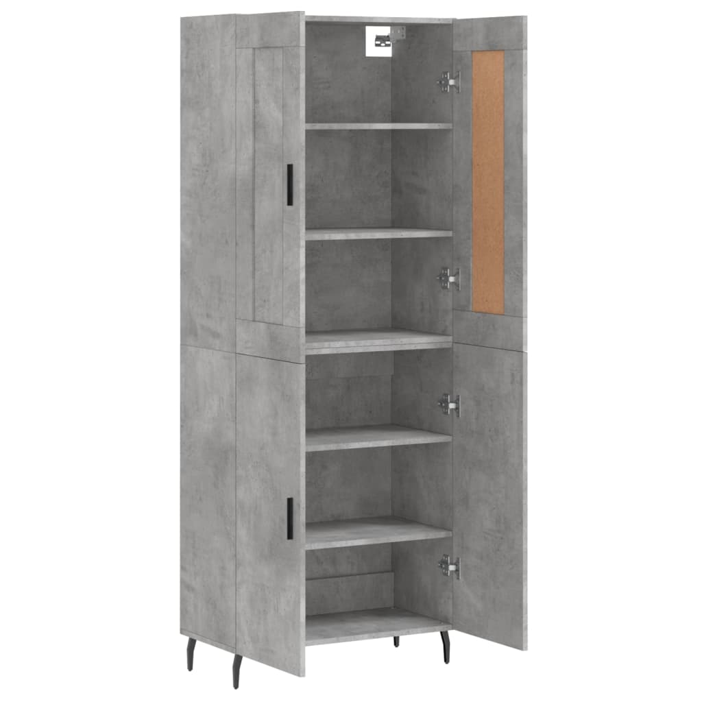 Buffet haut Gris béton 69,5x34x180 cm Bois d'ingénierie - XIOS