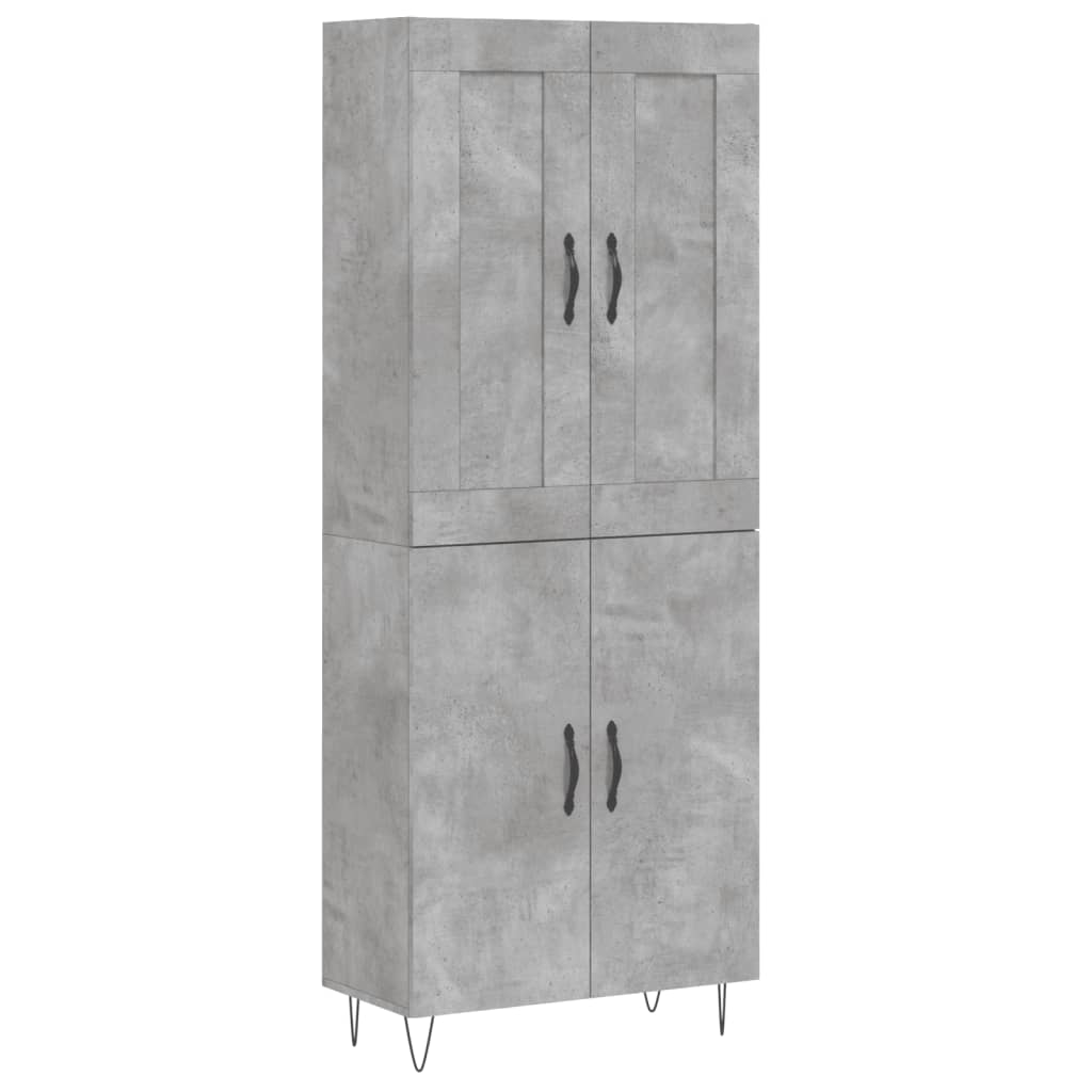 Buffet haut Gris béton 69,5x34x180 cm Bois d'ingénierie - XIOS