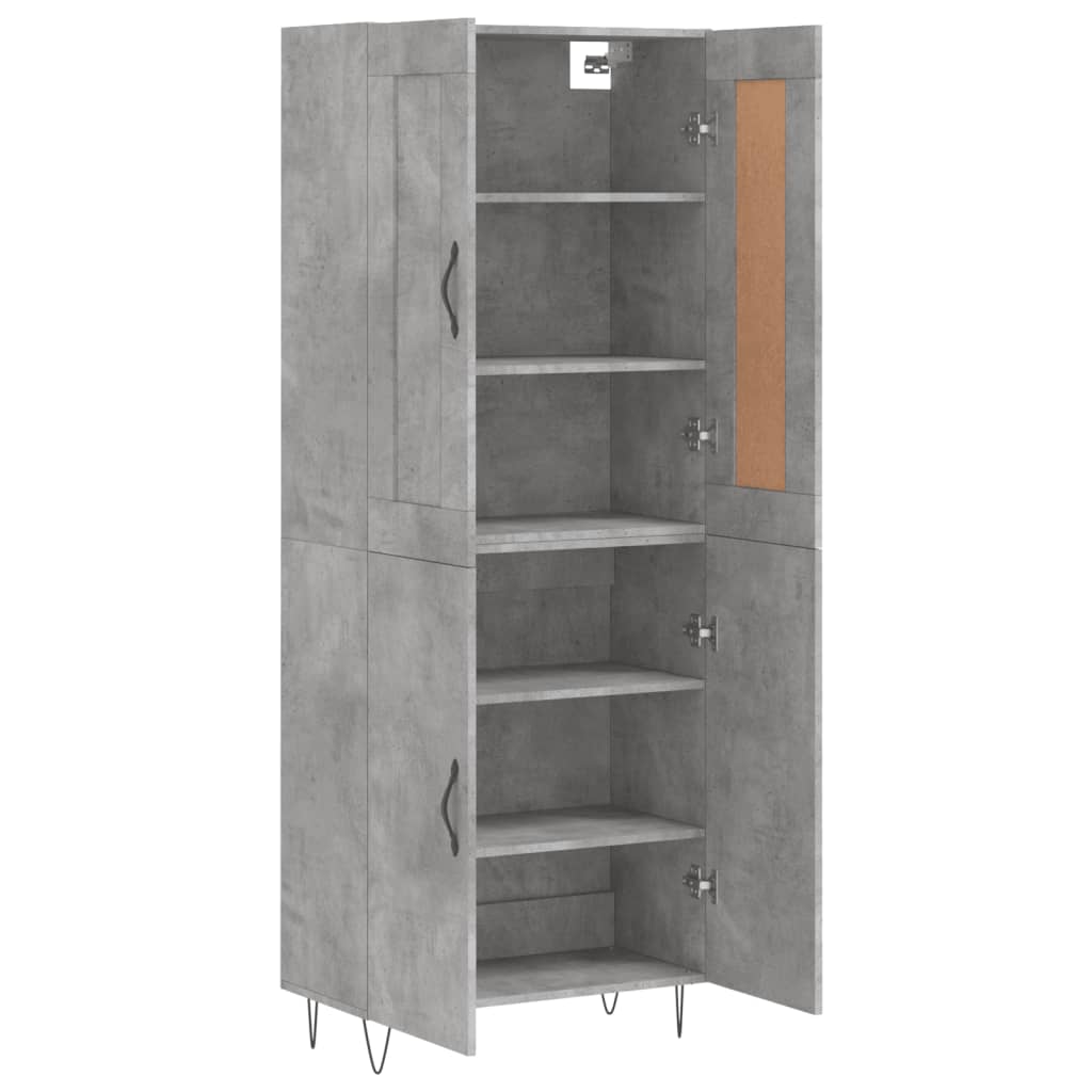 Buffet haut Gris béton 69,5x34x180 cm Bois d'ingénierie - XIOS