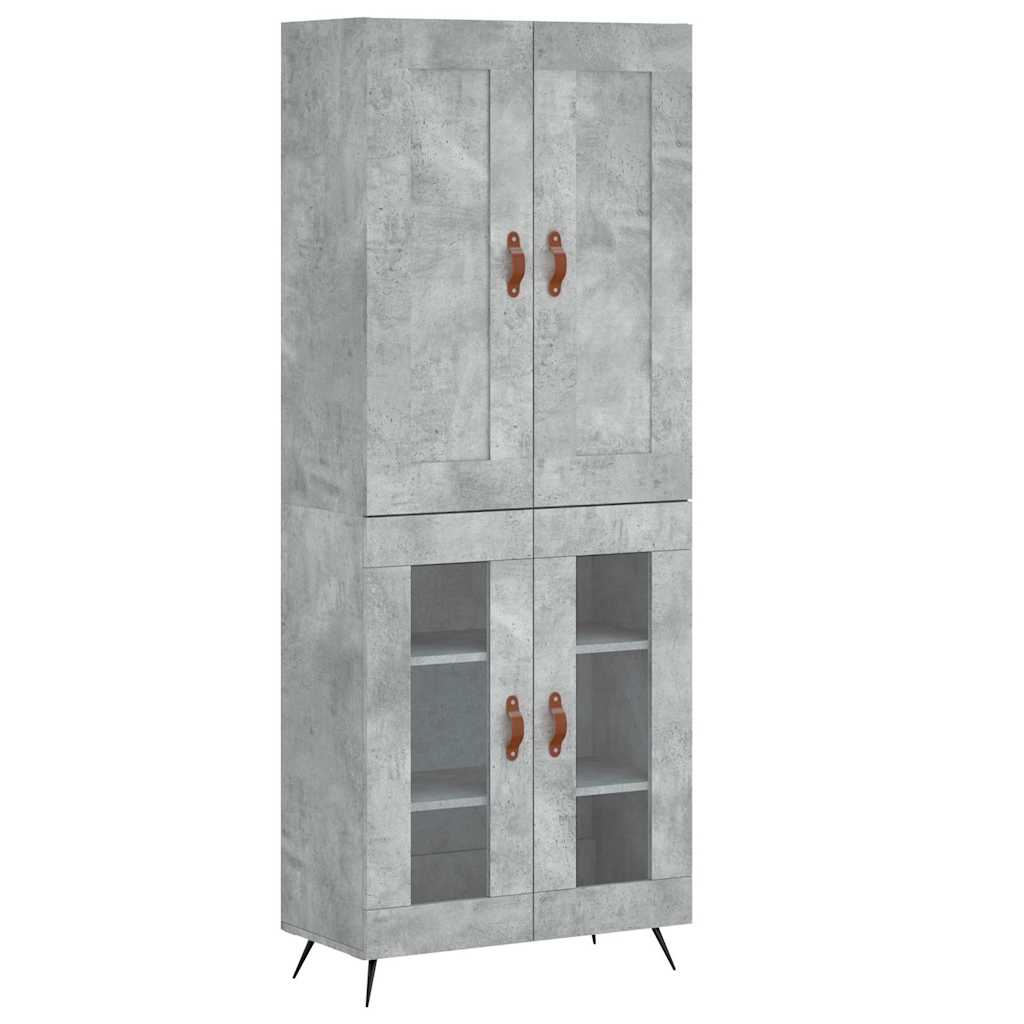 Buffet haut Gris béton 69,5x34x180 cm Bois d'ingénierie - XIOS