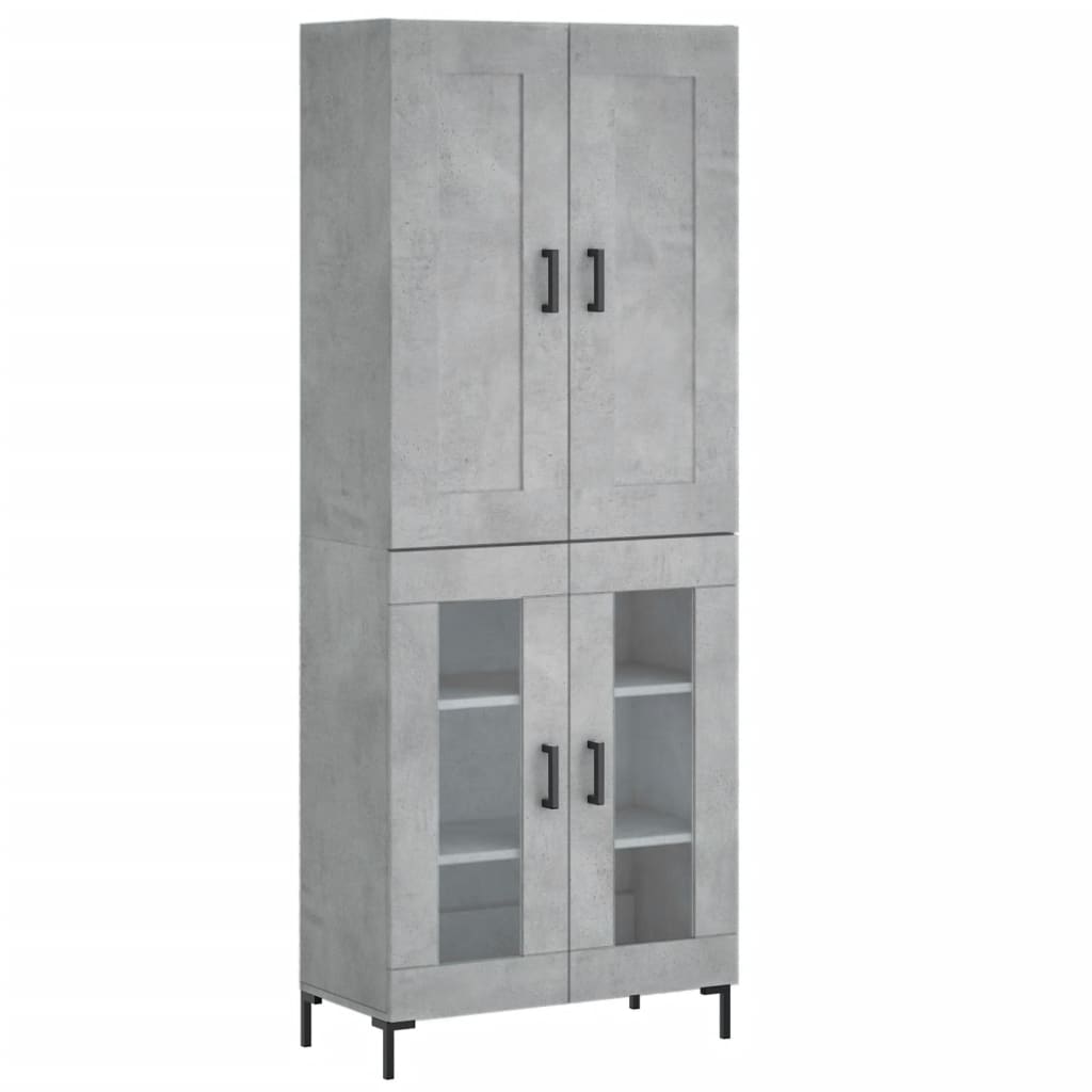 Buffet haut Gris béton 69,5x34x180 cm Bois d'ingénierie - XIOS
