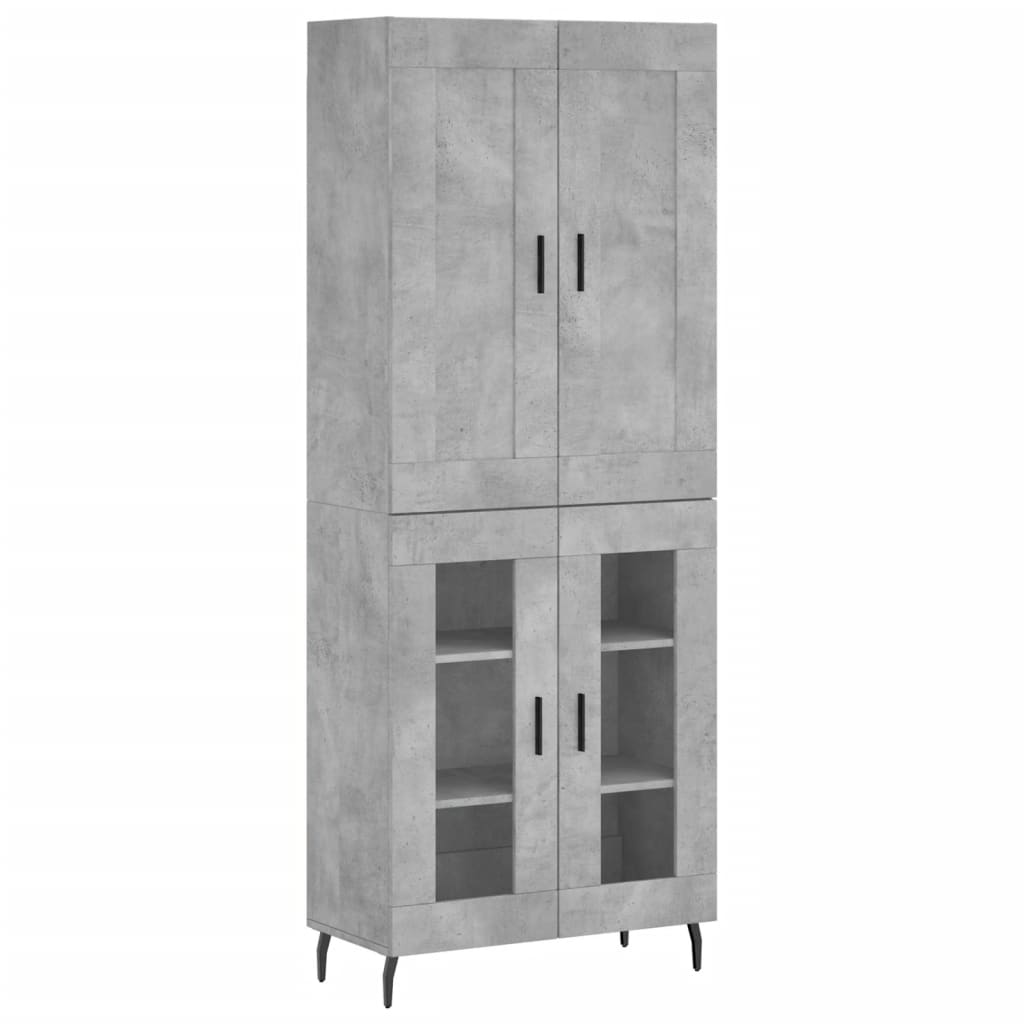 Buffet haut Gris béton 69,5x34x180 cm Bois d'ingénierie - XIOS