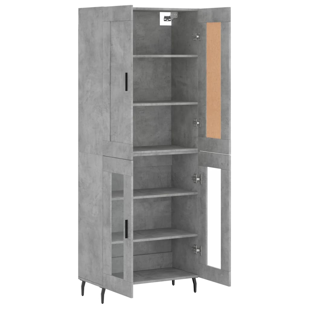 Buffet haut Gris béton 69,5x34x180 cm Bois d'ingénierie - XIOS