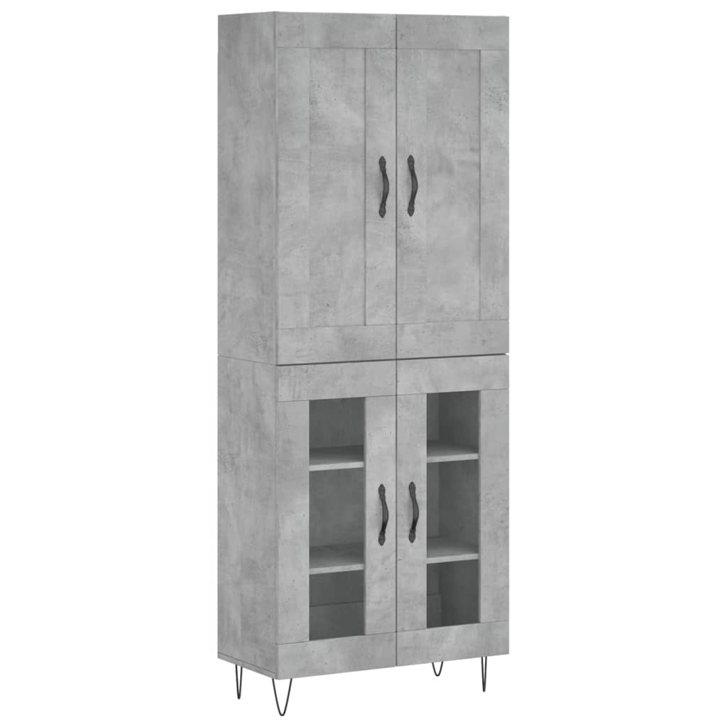 Buffet haut Gris béton 69,5x34x180 cm Bois d'ingénierie - XIOS