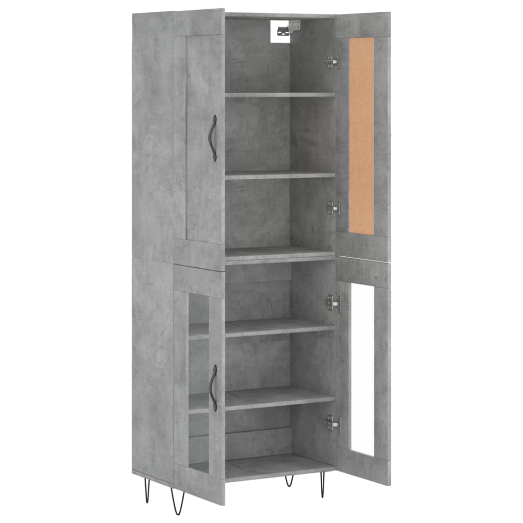 Buffet haut Gris béton 69,5x34x180 cm Bois d'ingénierie - XIOS