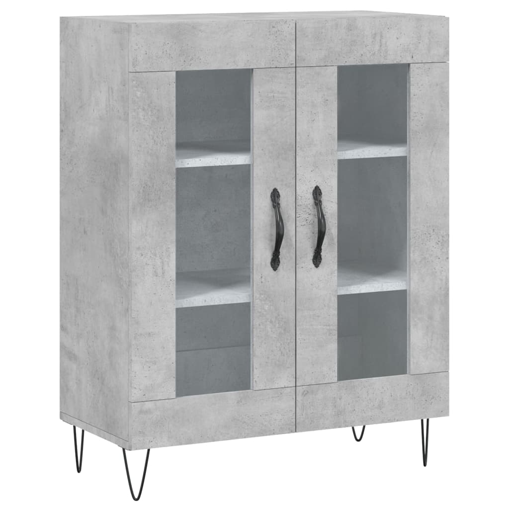 Buffet haut Gris béton 69,5x34x180 cm Bois d'ingénierie - XIOS