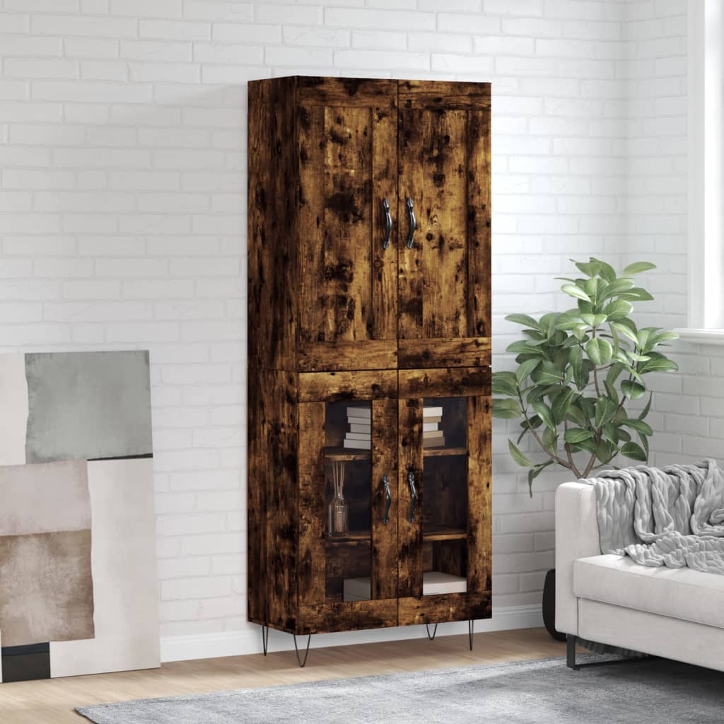 Buffet haut Chêne fumé 69,5x34x180 cm Bois d'ingénierie - XIOS