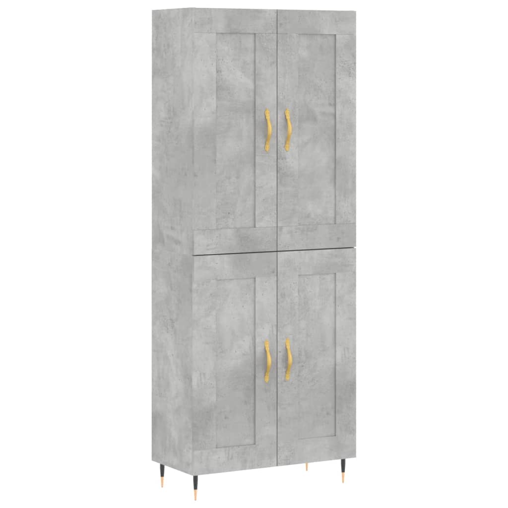 Buffet haut Gris béton 69,5x34x180 cm Bois d'ingénierie - XIOS