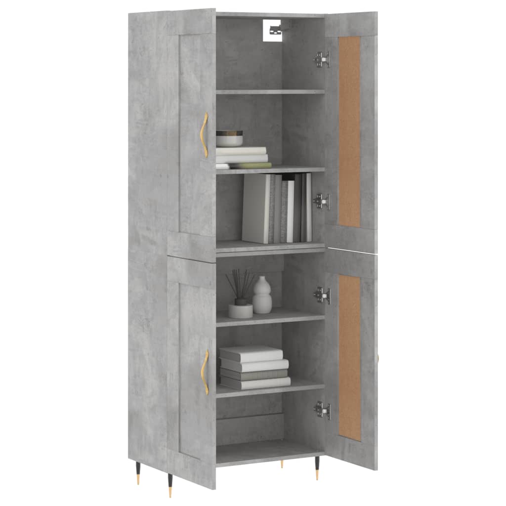 Buffet haut Gris béton 69,5x34x180 cm Bois d'ingénierie - XIOS
