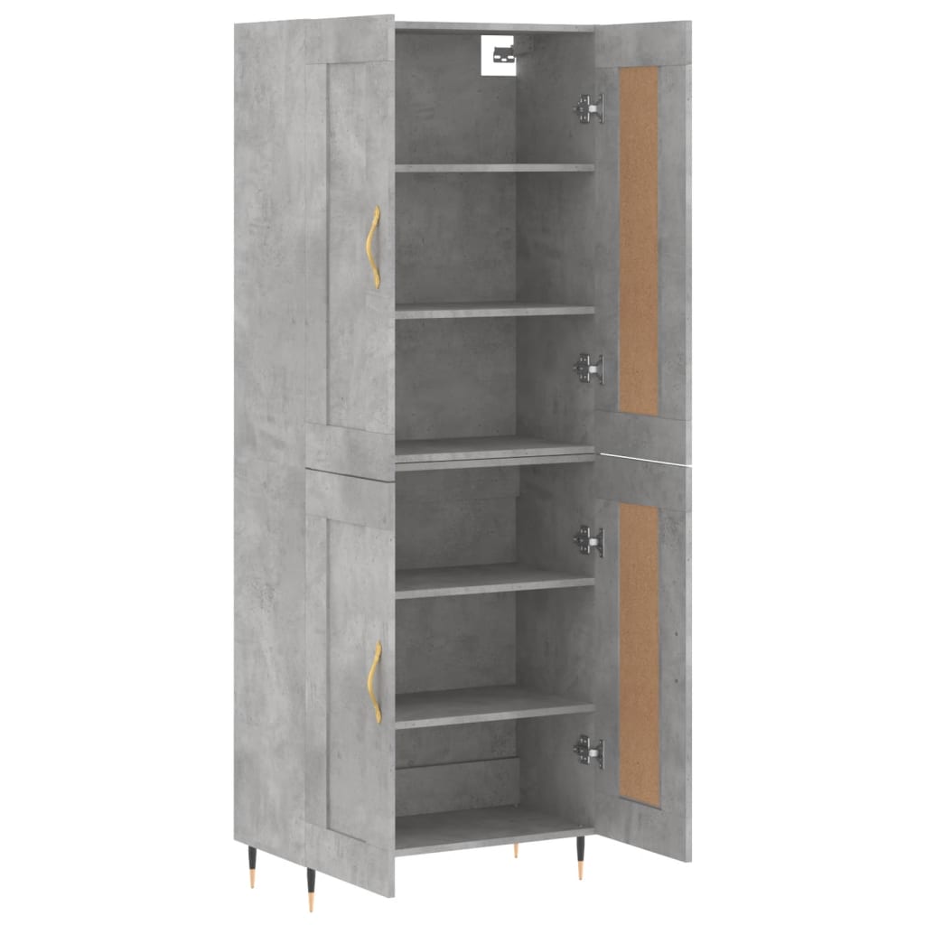 Buffet haut Gris béton 69,5x34x180 cm Bois d'ingénierie - XIOS