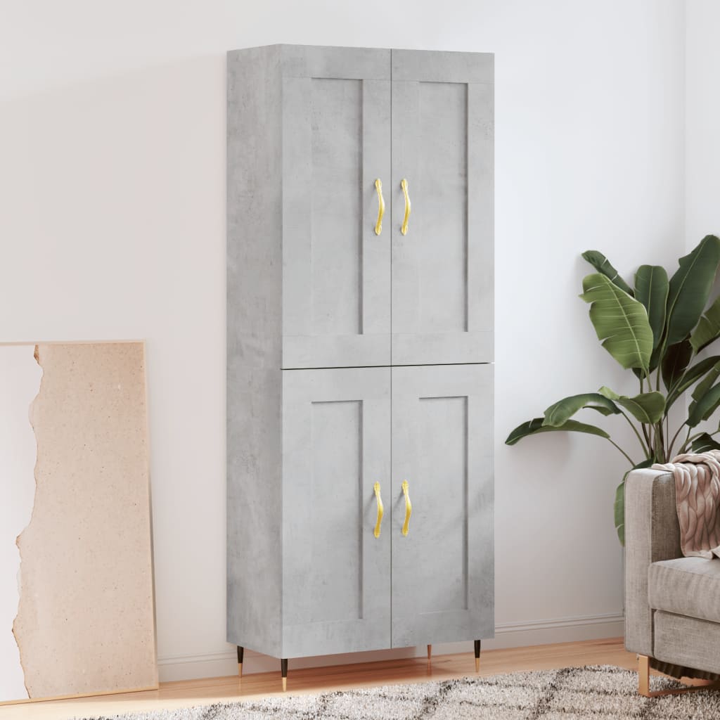 Buffet haut Gris béton 69,5x34x180 cm Bois d'ingénierie - XIOS