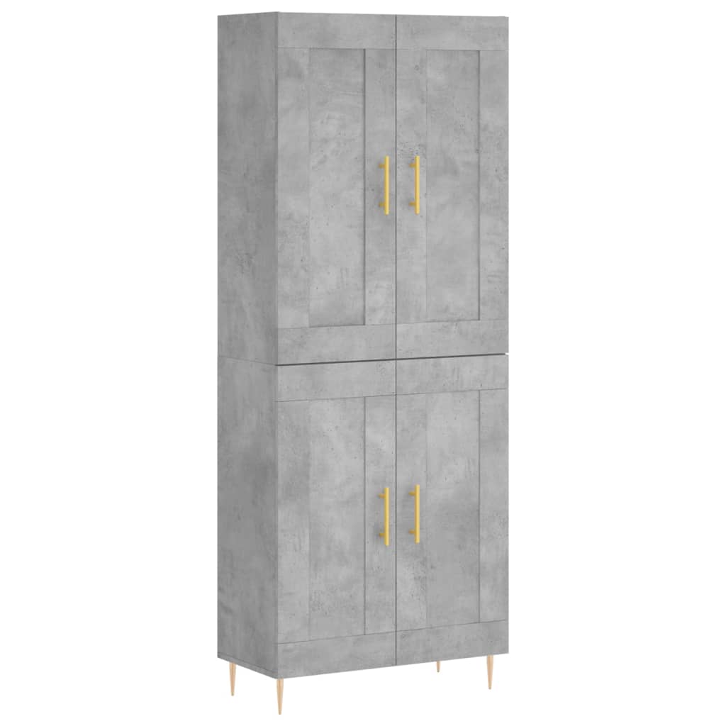 Buffet haut Gris béton 69,5x34x180 cm Bois d'ingénierie - XIOS
