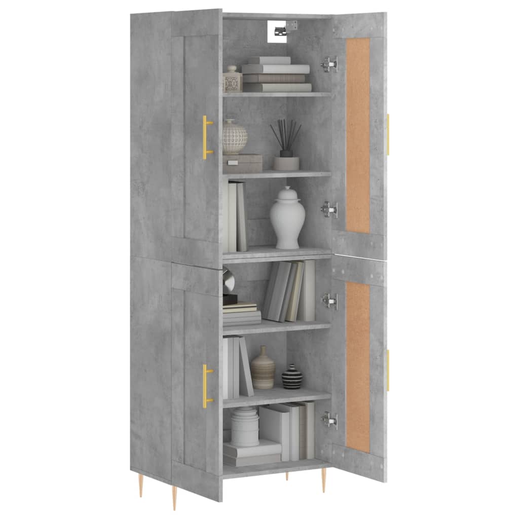Buffet haut Gris béton 69,5x34x180 cm Bois d'ingénierie - XIOS