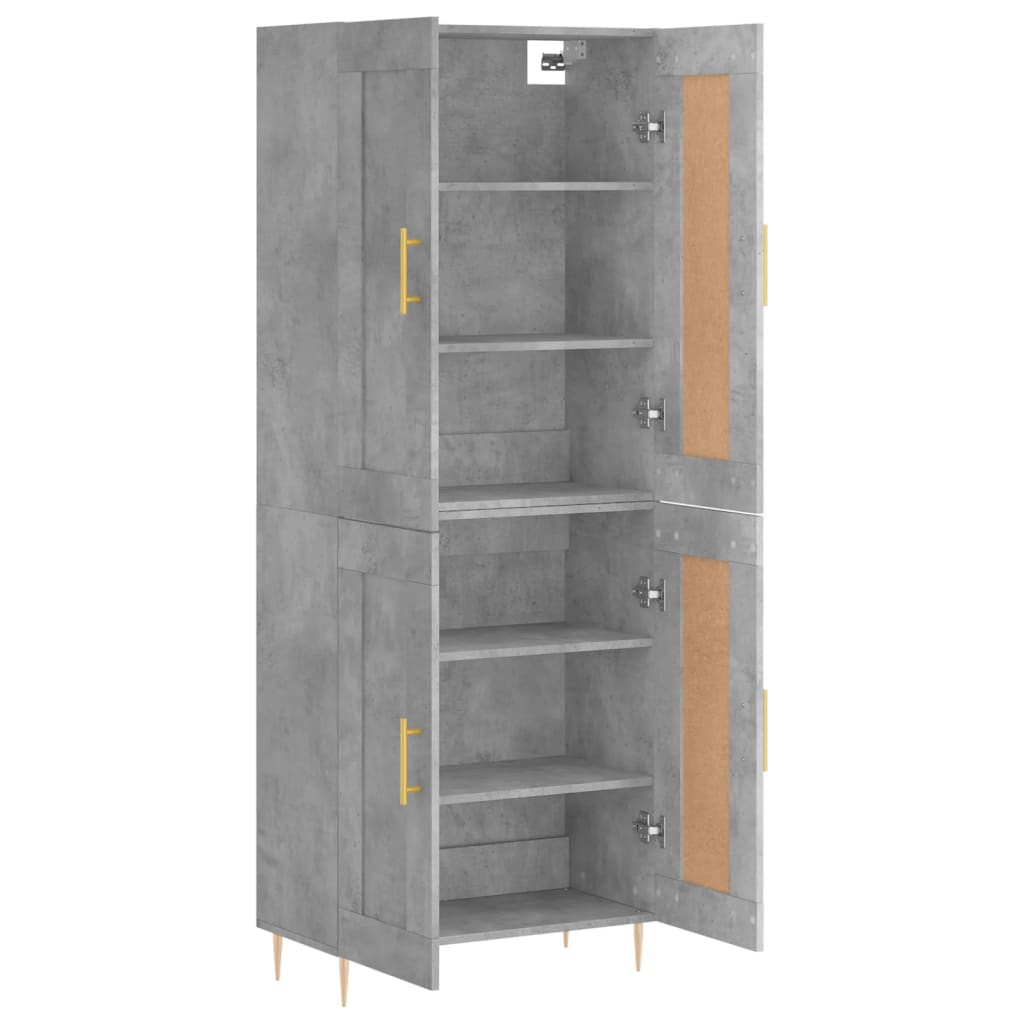 Buffet haut Gris béton 69,5x34x180 cm Bois d'ingénierie - XIOS