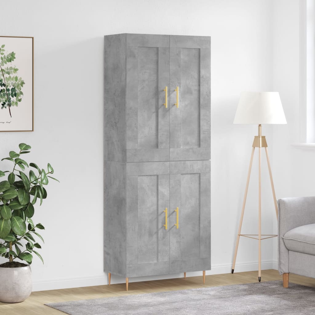 Buffet haut Gris béton 69,5x34x180 cm Bois d'ingénierie - XIOS
