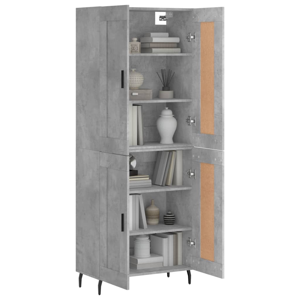 Buffet haut Gris béton 69,5x34x180 cm Bois d'ingénierie - XIOS