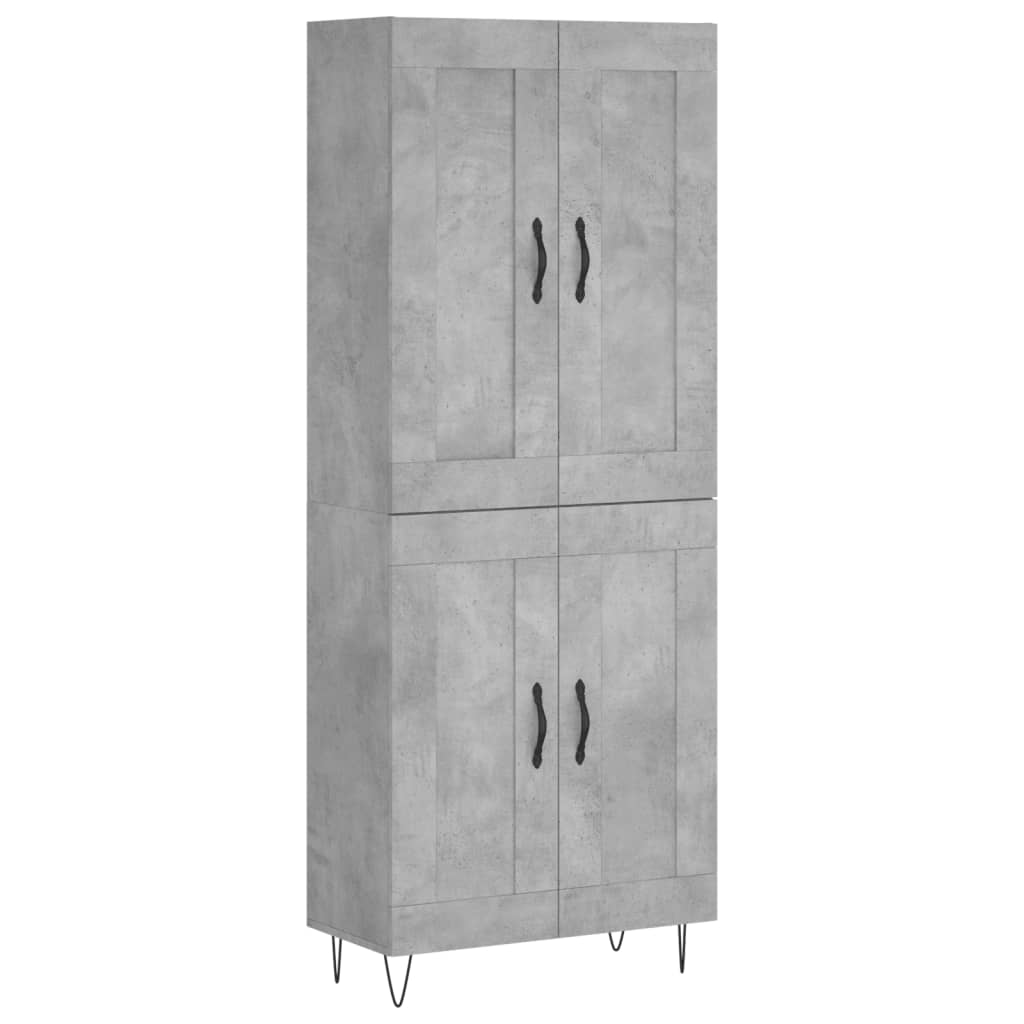 Buffet haut Gris béton 69,5x34x180 cm Bois d'ingénierie - XIOS