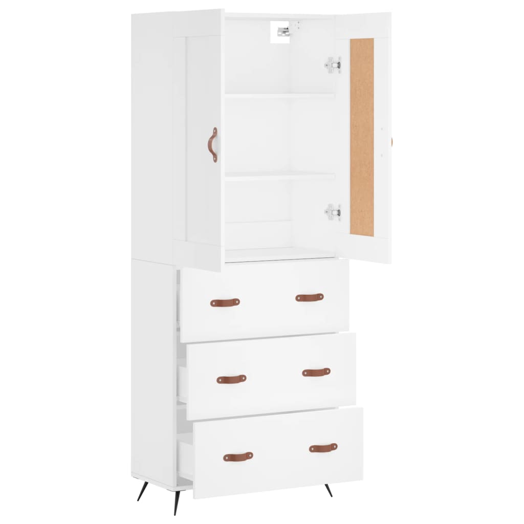 Buffet haut Blanc 69,5x34x180 cm Bois d'ingénierie