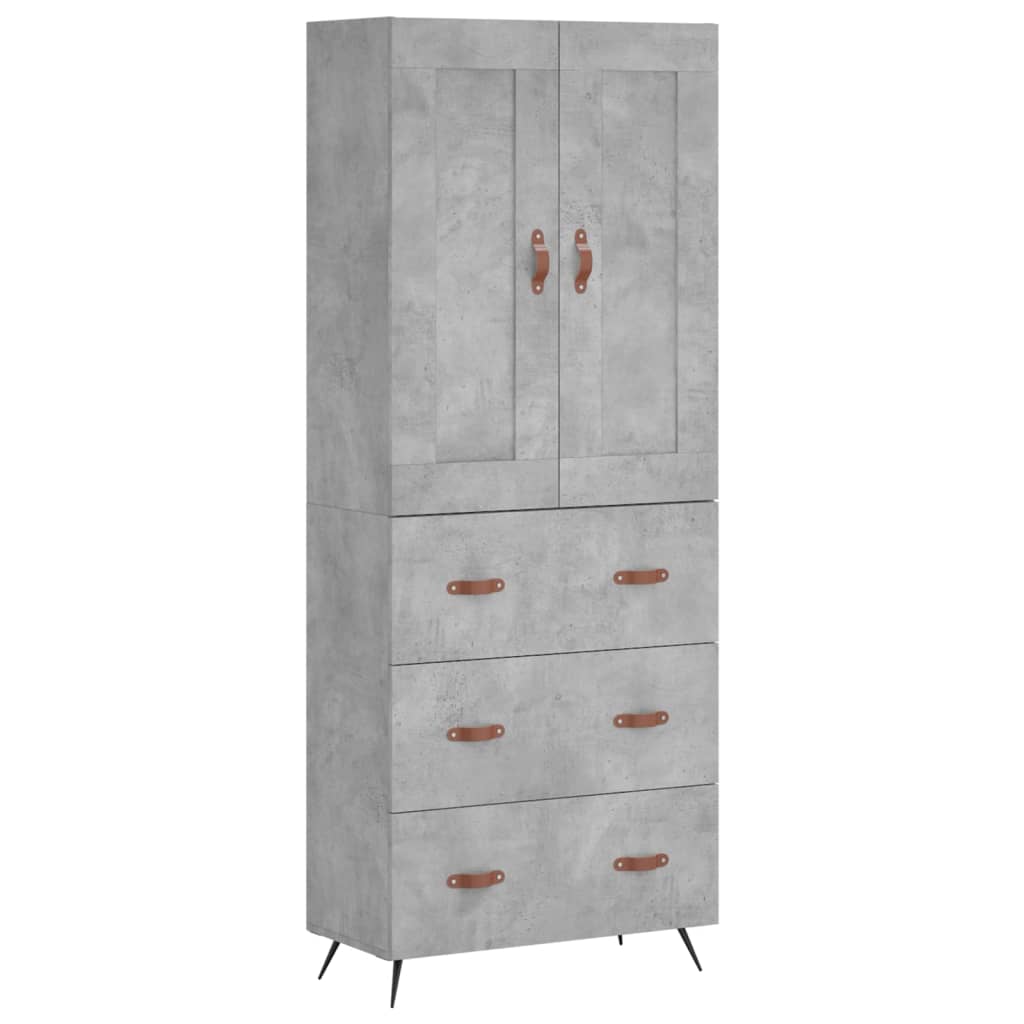 Buffet haut Gris béton 69,5x34x180 cm Bois d'ingénierie - XIOS