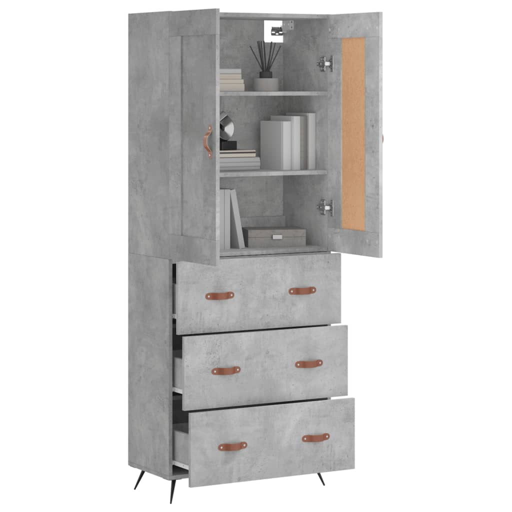 Buffet haut Gris béton 69,5x34x180 cm Bois d'ingénierie - XIOS