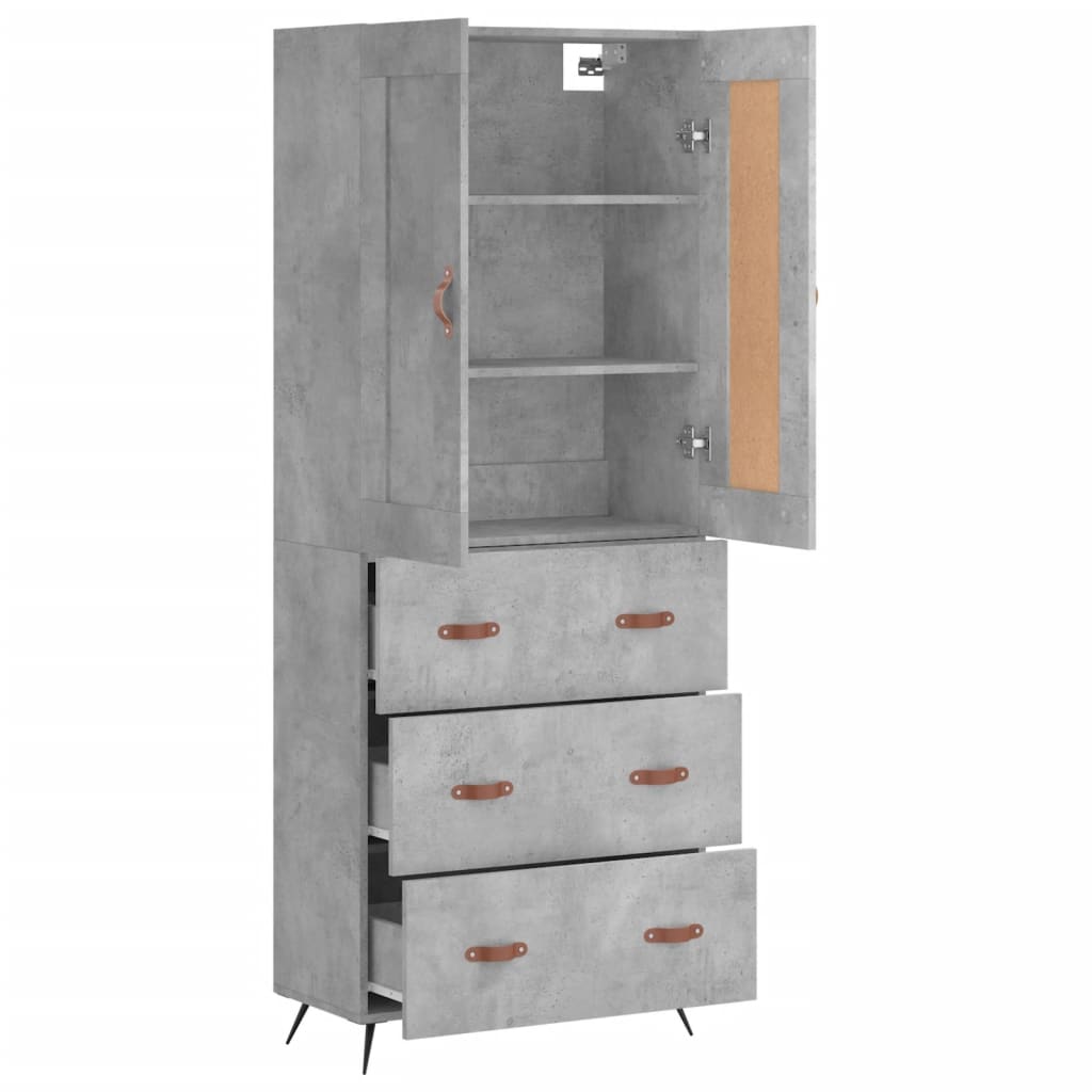 Buffet haut Gris béton 69,5x34x180 cm Bois d'ingénierie - XIOS