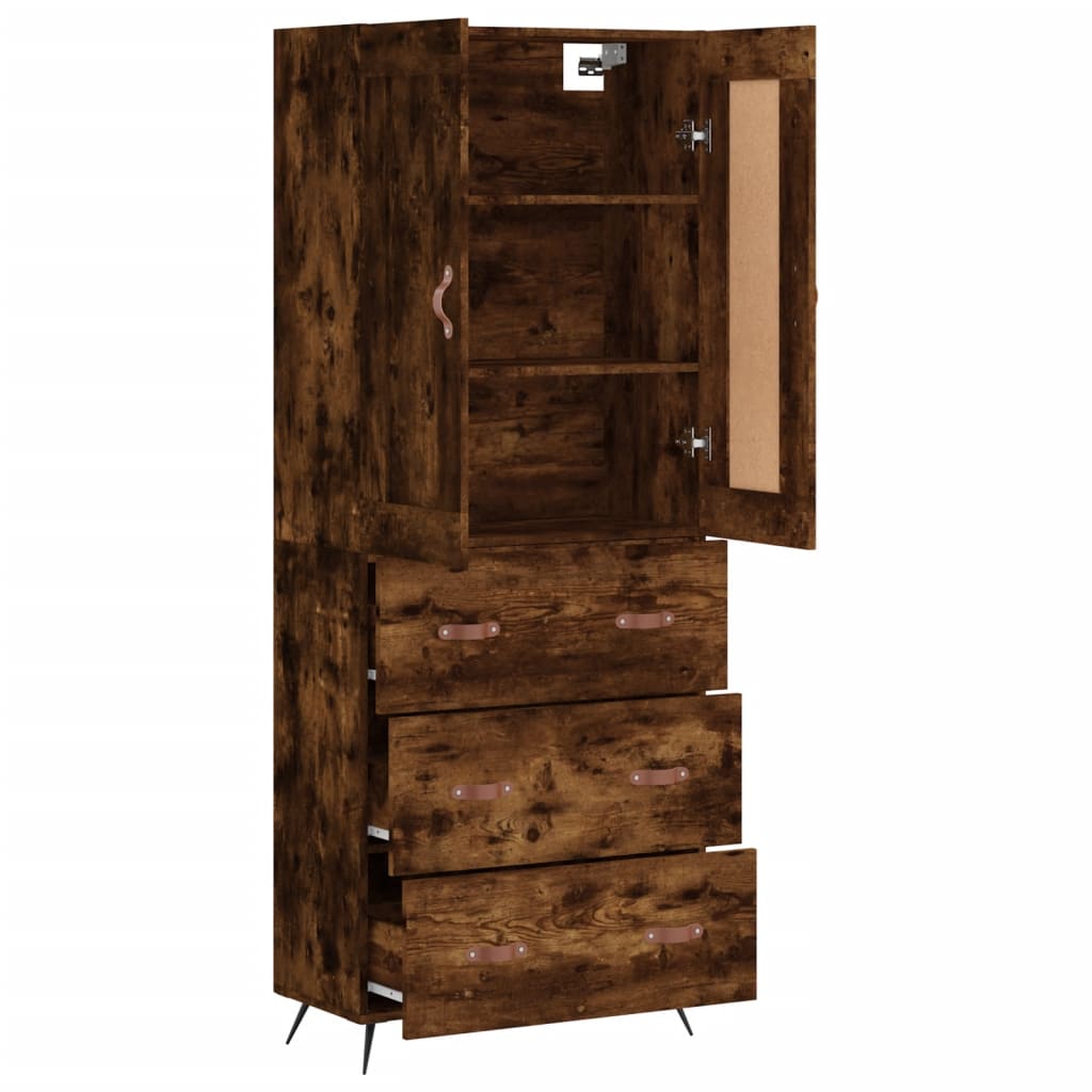 Buffet haut Chêne fumé 69,5x34x180 cm Bois d'ingénierie - XIOS